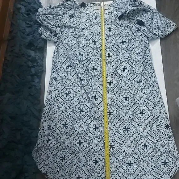 LOFT Ann Taylor Blue/Orange Long Sleeve Crewneck Shift Dress XS Boho Classic - Picture 7 of 10